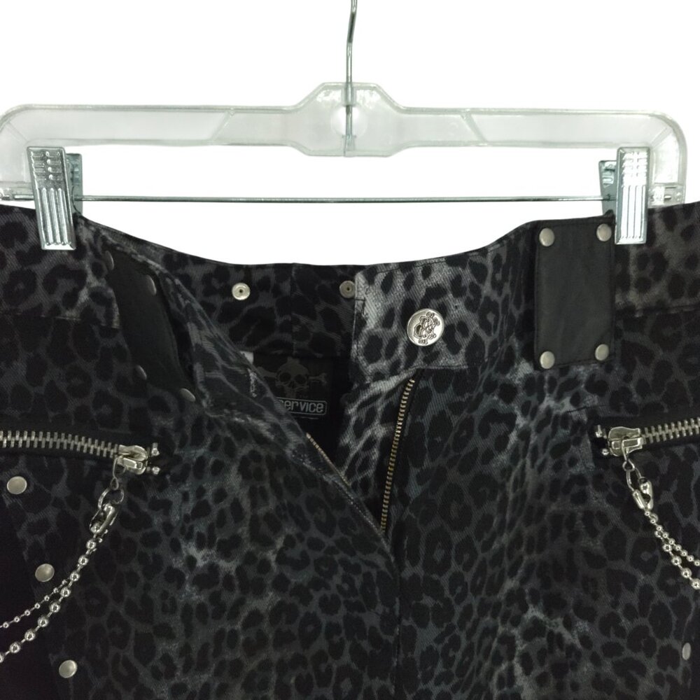 Lip Service Pencil Skirt Punk Grunge Mob wife Animal Print Chains Zippers Y2K L - Picture 4 of 16